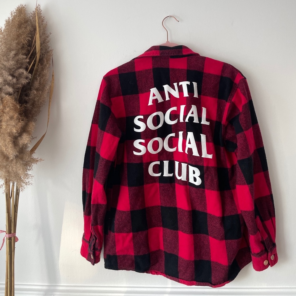 Anti Social Social Club Red Flannel Made in USA Size Small
